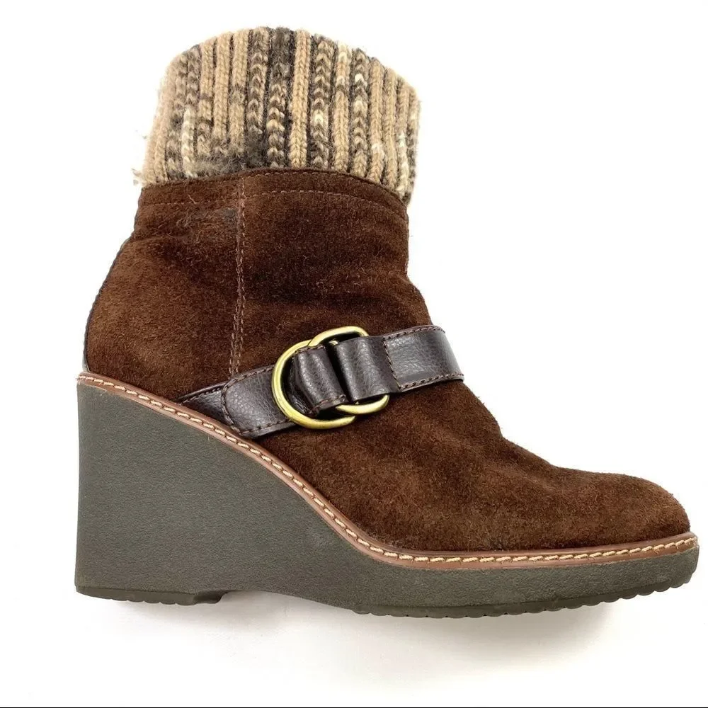 Naturalizer Kenning wedge bootie suede & knit 7.5